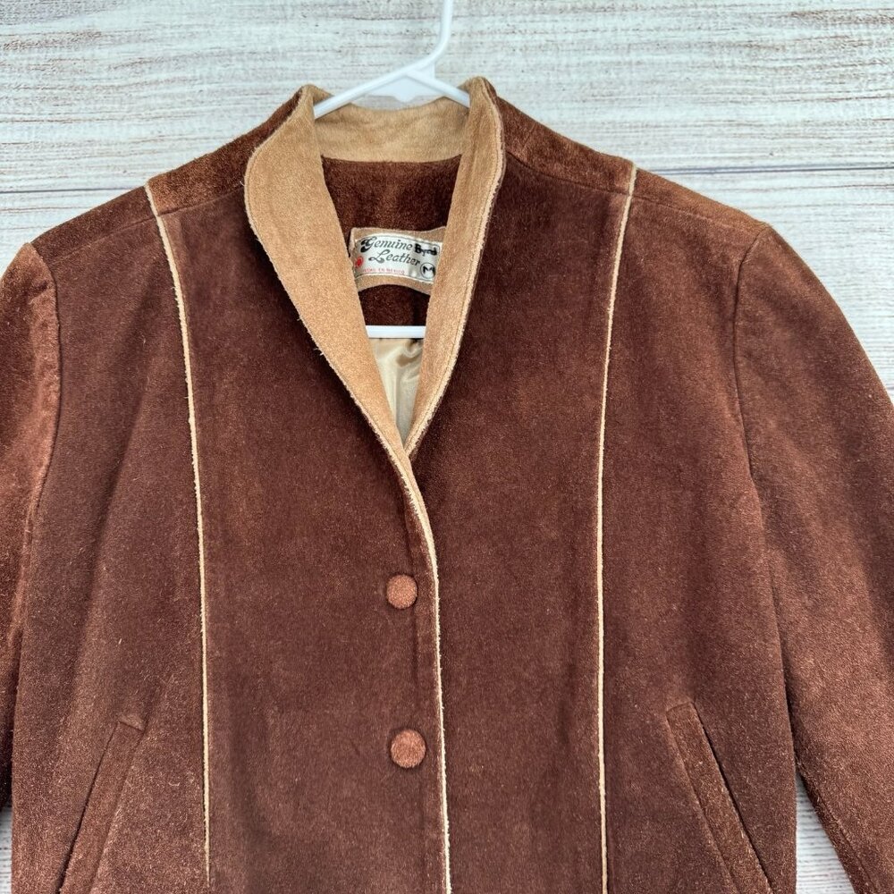 Vintage Brown Suede Bomber Jacket - Picture 3 of 11